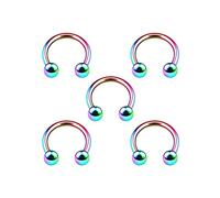 5PCS Anodized Rainbow Horseshoe Circular Barbell 16g 5/16 8mm 3mm Ball Helix Lip Tragus Earring Daith Piercing Jewellery 4970