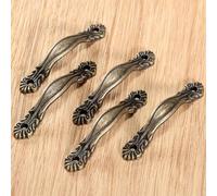 5Pcs Antique Bronze Retro Door Pulls Handle Drawer Cabinet Cupboard Closet Wardrobe Knob Jewelry Box Furniture Knobs and Handles(Small 65x11mm)