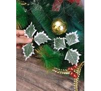 5Pcs Artificial Berry Leaf Picks for Christmas Decorations Green Leaf Stem Accessories for Ornament Realistic Faux Berries for Wreaths Garlands (Green Leaves,13cm)
