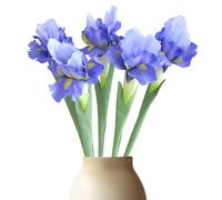 5Pcs Artificial Iris Flowers, Real Touch Long Stem Faux Iris Flower, Low Maintenance Silk Flowers Branches for Vase Wedding Kitchen Home Decor
