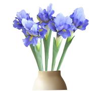 5Pcs Artificial Iris Flowers, Real Touch Long Stem Faux Iris Flower, Low Maintenance Silk Flowers Branches for Vase Wedding Kitchen Home Decor