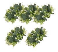 5pcs Artificial Mini Eucalyptus Candle Ring Fabric Green Wreath