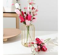 5pcs Artificial Silk Tulips Pink White Realistic
