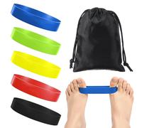 5pcs Athletes Toe Exercise Bands, Ymapinc Toe Spacers for Bunions, Bunion Corrector Big Yoga Toes Straightener, Hallux Valgus Corrector, Multicolor with Carry Bag for Women & Men