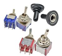 5pcs auto MTS-202 Toggle Switch 6 Pins 2 Position Latching SPDT DPDT MTS202 ON-ON 125VAC 6A/5A 250VAC 3A 1/4 Inch Mounting(Blue)