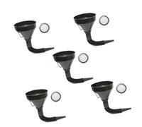 5pcs Automotive Fuel Funnel with Mesh Screen Filter, Plastic Flexible Spout | Black Polyethylene Build, Removable Extension, Wide Neck, for Engine Oil Fuel Tanks and Small Engines