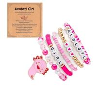 5PCS Axolotl Bracelet Stack For Girls, Adjustable Axolotl Charm Gifts Beaded Bracelet With Positive Affirmation Card, Motivational Cute Clay Animals Chain Jewelry, Handmade Stretch Chain For Women