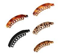 5Pcs Banana Hair Clips for Large Non Slip Ponytail Hair Accessories Bright Tortoise Shell Colors Durable and Lightweight Clips for Various Hairstyles