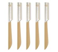 5Pcs Beard Mustache Straight Edge Razors, Golden Men's Beards Edgers Trimmer Shaping Tool Eyebrow Razor Stainless Steel Blade for Facial Hair Fuzz Remover Hair Shaver, Replacement for Grooming Styling