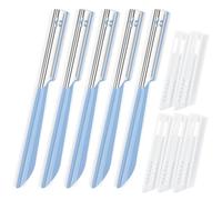 5Pcs Beard Mustache Straight Edge Razors, Women's Facial Razor Eyebrow Razors Shaper Shavers Men Eyebrow Shaper Straight Face Razor with Stainless Steel Blade for Women&Men Grooming/Styling