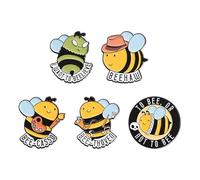 5Pcs Bee Brooches Pins Set Cartoon Bee Animal Lapel Brooch Pin Cute Fat Bees Brooches Lapel for Women Men Bees Jewelry Gift Jacket Hat, Alloy Steel, no gemstone
