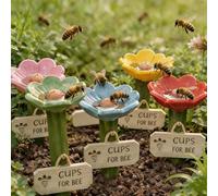 5PCS Bee Watering Station- Bee Cups Water for Bees Garden,Flower-Shaped Ceramic Bees Watering Station,Hummingbird Feeder with Flower Design,BeeWatering Stations for Garden Outdoor Pollinator