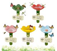 5Pcs Bee Watering Stations for Garden,Flower-Shaped Resin Cups for Bees,Insect Water Feeder Station,Bird Butterfly Drinking Cup,Colorful Garden Pollinators Drinking Cups For Garden Lawn Pathway Patio