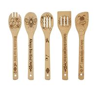 5PCS Bee Wooden Cooking Spoons Set,Bee Gifts,Bee Kitchen Decor,Gifts for Beekeepers,Bamboo Cooking Utensil Spoons Housewarming Wedding Mom Kitchen Gift Idea Kitchen Decor