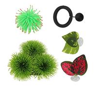 5Pcs Betta Fish Leaf Pad Set, Betta Fish Hammock with Suction Cup, Artificial Leaf Lounger and Feeding Ring for Aquarium Decor, Includes Green Red Resting Beds and
