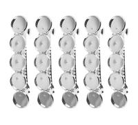 5pcs Bezel Hair Clip Blank round Copper Base for DIY Jewelry Craft | Silver Finish, Gemstone Holding Tray with Groove Cover, Contemporary Accessory for Handmade Projects