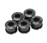 5Pcs Bicycle Chainring Bolts Aluminum Alloy Double Chainring Bolts for Road MTB Bicycle Crankset(Black)