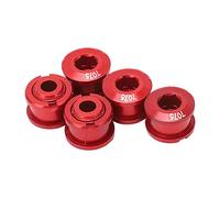 5Pcs Bicycle Chainring Bolts Aluminum Alloy Double Chainring Bolts for Road MTB Bicycle Crankset(Red)