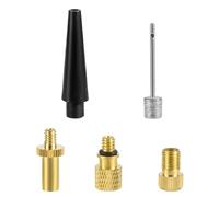 5pcs Bike Tire Valve Adapter, Brass Bicycle Air Pump Valve Adaptor Including FV/AV AV/EV EV/FV Adapter Ball Bump Needles Inflatable Nozzles for Presta & Schrader Bikes Inflatable Device