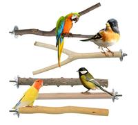 5pcs Bird Perches, Natural Wooden Parrot Stand Set, Birds Toys Parakeet Perch, Multi-Branch Perch Platform Birdcage Stand for Parrotlets Bird Cage