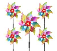 5PCS Bird Scarers Windmills, Reflective Pinwheel Wind Spinners for Garden, Multi-Color Pigeon Deterrent Windmills, Outdoor Bird Repellent for Crops, Flowers, and Lawn Protection