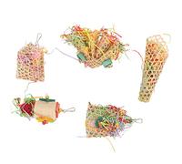 5Pcs Bird Shredder Toys Interesting Safe Hanging Foraging Chewing Toys with Metal Hooks for Travel Cages Playgrounds