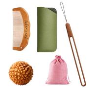 5PCS Birth Comb Acupressure Massage Ball Set with Ball Set, Wooden Labor Comb, Wooden Labour for Back, Hips Gift for Pregnant Moms, Including Storage Bag and Accessories
