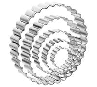 5PCS Biscuit Cutters for Baking, Round Biscuit Cutter 1.5"- 3.2" Fluted Cookie Cutters Double Sided Fluted Wavy Circle 304 Stainless Steel Cookie Cutter for Scones, Pastries, Baking, Desserts, Muffins