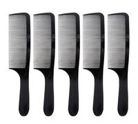 5pcs Black Abs Flat Clipper Comb with Curved Design for Hair Cutting