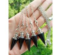 5pcs Black Agate Stone Magic Pendulum Pendant Power