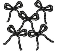 5pcs Black Bow Balloons for Bow Party Decorations, Giant Black Coquette Mylar Foil Balloon for Coquette Birthday Decorations Bridal Baby Shower Wedding Bachelorette RIP to My 20s Decor Supplies