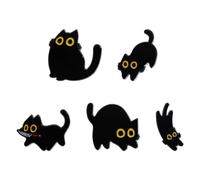 5Pcs Black Cat Enamel Pin Animal Cat Lapel Pins Set Cat Brooches Badge Cartoon Punk Black Pin Brooch for Clothing Bags Jacket Backpack Accessory DIY Jewelry Gift