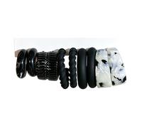 5Pcs Black Hoop Earrings Set for Women Dark Gothic Multi-Size Pearl Acrylic Lightweight Earring Pack Punk Trendy Minimalist Party Present Jewelry Set, M, Acrylic, No Gemstone