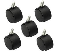 5pcs Black Office Chair Caster Nylon Plastic Replacement Furniture Wheels,Smooth Rolling,Protect Floors,Capacity 100KG,with Threaded Stem,for Kitchen Shelf,Sofa,Cabinet (2in-M10,Brake) (Brake 1.5inM