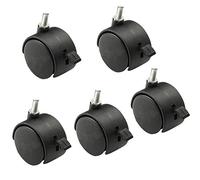 5pcs Black Office Chair Caster Nylon Plastic Replacement Furniture Wheels,Smooth Rolling,Protect Floors,Capacity 100KG,with Threaded Stem,for Kitchen Shelf,Sofa,Cabinet (2in-M8,Brake)