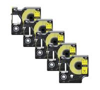 5Pcs Black On White IND Flexible Nylon Label Tape for Dymo Rhino 18488 18489 12mm(5PK Nylon Yellow,9mm)