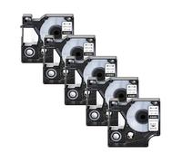 5Pcs Black On White IND Flexible Nylon Label Tape for Dymo Rhino 18488 18489 12mm(5PK Polyester White,19mm)