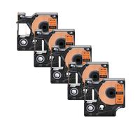 5Pcs Black On White IND Flexible Nylon Label Tape for Dymo Rhino 18488 18489 12mm(5PK Vinyl Orange,12mm)