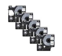 5Pcs Black On White IND Flexible Nylon Label Tape for Dymo Rhino 18488 18489 12mm(5PK Vinyl White,9mm)