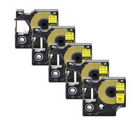 5Pcs Black On White IND Flexible Nylon Label Tape for Dymo Rhino 18488 18489 12mm(5PK Vinyl Yellow,19mm)