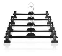 5Pcs Black Plastic 36Cm Adjustable Clip Hangers Cloth Coat Skirt Trouser Organiser