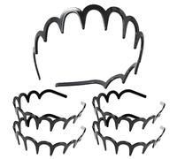 5Pcs Black Zig Zag Headbands, U Shape Classic 90s Hairband with Wavy Teeth, Non-Slip Comfort Plastic Zigzag Shark Tooth Hair Hoop Comb Fashion Headwear Accessory for Sports and Daily Wear Men Women