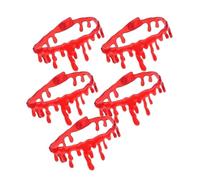 5pcs Bleeding Neck Choker Necklace | Creepy Dripping Blood Effect Halloween Costume Accessory for Fancy Dress Parties, Horror-Themed Events, Cosplay Outfits & Spooky Decor | Lightweight Red Plastic