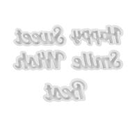 5Pcs Blessing Words Resin Silicone Epoxy Resin Silicone Molds for Soap Fondant Chocolate Home Decoration Letter Decoration