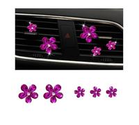 5Pcs Bling Daisy Flower Car Air Vent Clips,Sparkling Crystal Rhinestone Cute Vehicle Air Conditioning Clamp, Diamond Auto Air Outlet Clip Decor for Women Girls, Universal Fit (Rose Red)
