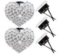5pcs Bling Heart Car Vent Clip Rhinestone Alloy Air Freshener