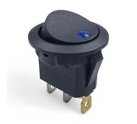 5pcs Blue 12V LED Rocker Switch Light For 20mm Round Hole Black ON/OFF Switches For Car Van Dash Boat