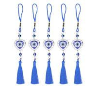 5PCS Blue Evil Eye Hanging Ornament, Turkish Evil Eye Car Hanging Ornament with Tassels Decorative Lucky Turkish Eye Blue Evil Eye Decor Decorative Feng Shui Pendant Ornament for Home Car(#2)