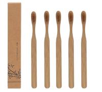 5pcs Boar Bristle Toothbrush, Disposable Soft Bristle Bamboo Toothbrushes with Natural Wooden Handle for Gentle Cleanings, Travel Adults Oral Care, Zero Waste Lifestyle