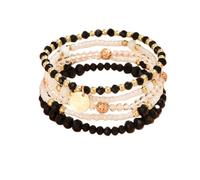 5Pcs Bohemia Seed Beaded Stackable Bracelets Handmade Multilayer Crystal Glass Beaded Friendship Stretch Bracelets Anket for Women Summer Beach Holiday Vacation Jewelry Gifts, M, Resin, no gemstone